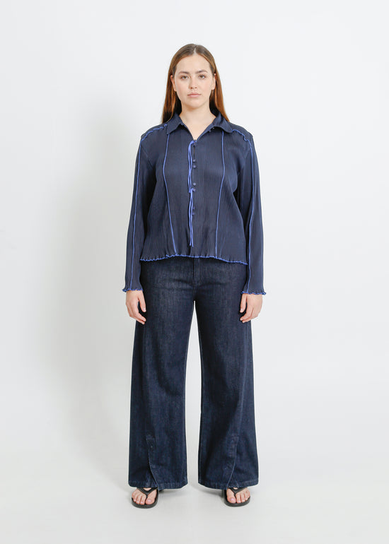 ORLANDO PLEAT SHIRT / NAVY