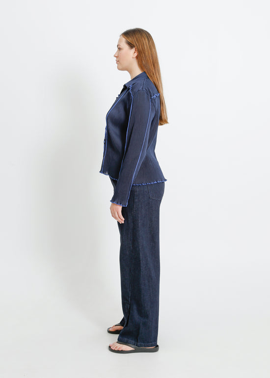 ORLANDO PLEAT SHIRT / NAVY