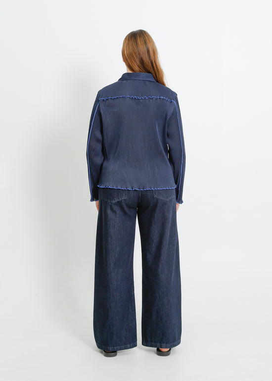 ORLANDO PLEAT SHIRT / NAVY