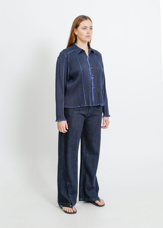 ORLANDO PLEAT SHIRT / NAVY