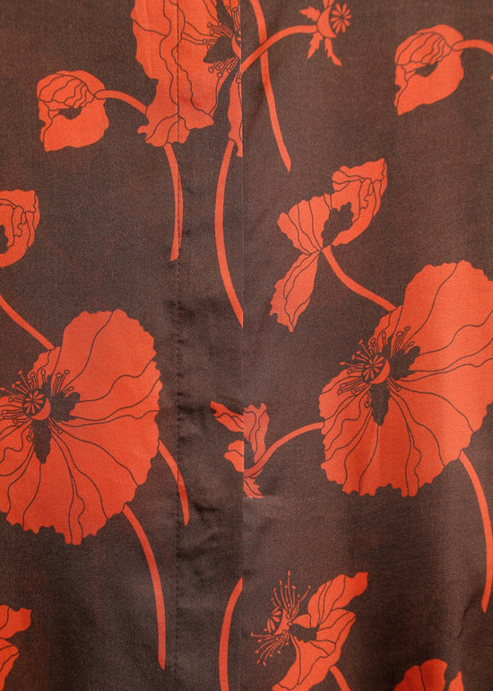 GALEN SHIRT / FRAGILE BLOOMS - CHOCOLATE-POPPY
