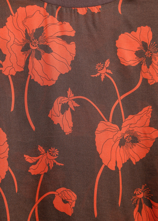 PIPER TEE / FRAGILE BLOOMS - CHOCOLATE-POPPY