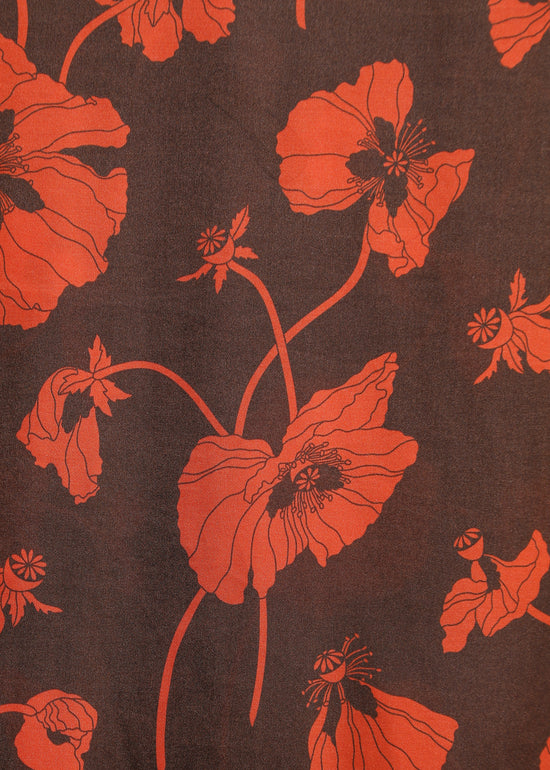 VAN SLIP SKIRT / FRAGILE BLOOMS - CHOCOLATE-POPPY