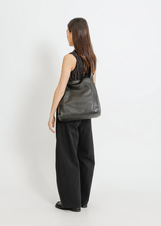JUNO LEATHER TOTE / BLACK