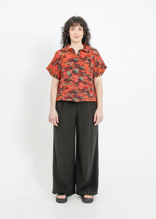 MAZIE PLEAT SHIRT / PEONY PARADE