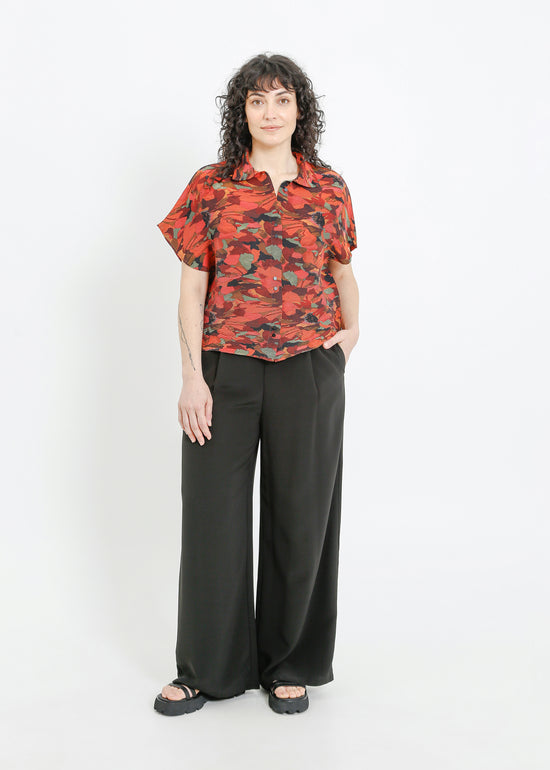 MAZIE PLEAT SHIRT / PEONY PARADE