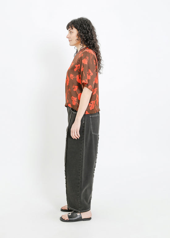 PIPER TEE / FRAGILE BLOOMS - CHOCOLATE-POPPY