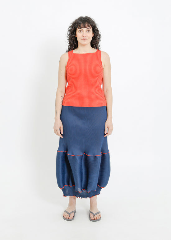 RANDI PLEAT SKIRT / TEAL-RED