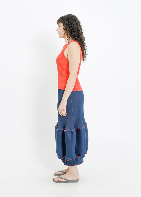 RANDI PLEAT SKIRT / TEAL-RED