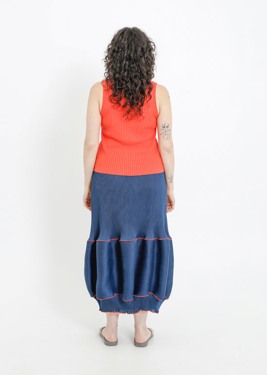 RANDI PLEAT SKIRT / TEAL-RED
