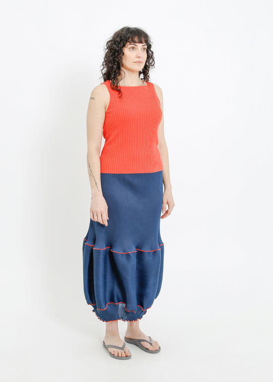 RANDI PLEAT SKIRT / TEAL-RED