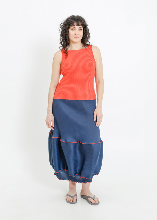 RANDI PLEAT SKIRT / TEAL-RED