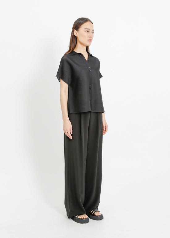 MAZIE PLEAT SHIRT / BLACK