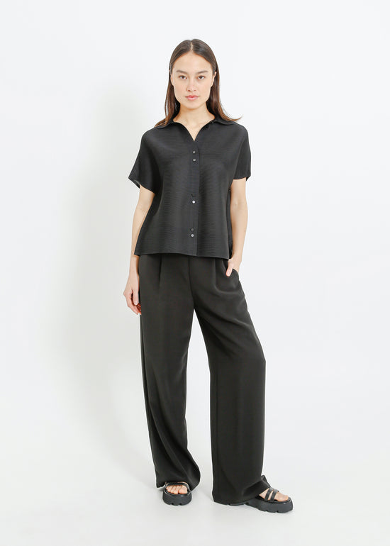 MAZIE PLEAT SHIRT / BLACK