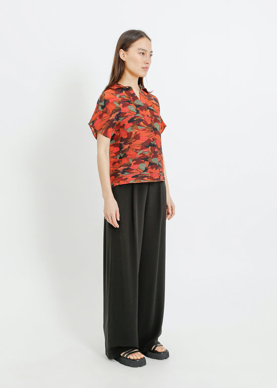 MAZIE PLEAT SHIRT / PEONY PARADE