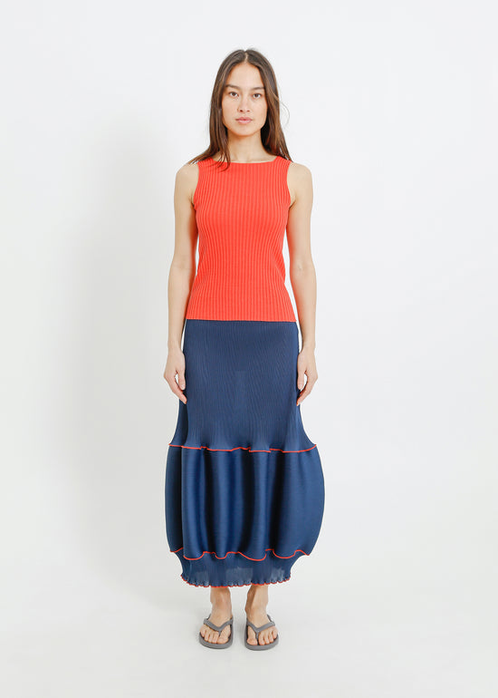 RANDI PLEAT SKIRT / TEAL-RED