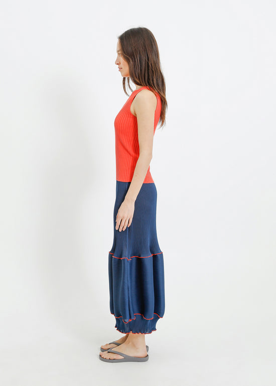 RANDI PLEAT SKIRT / TEAL-RED