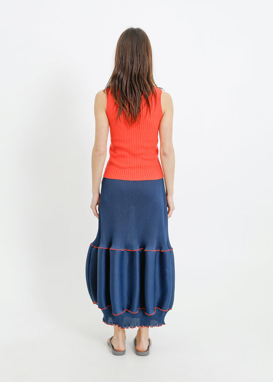 RANDI PLEAT SKIRT / TEAL-RED