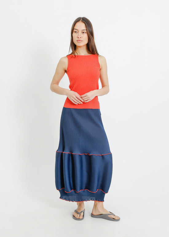 RANDI PLEAT SKIRT / TEAL-RED