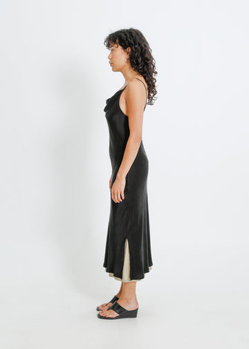 CARMY DRESS / BLACK-SAGE