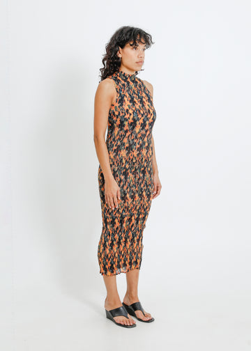 OLLIE PLEAT DRESS / TORTOISE