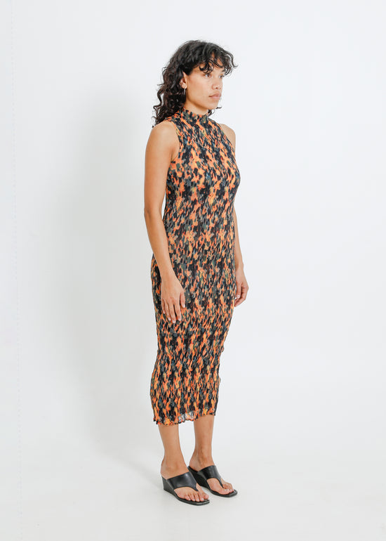 OLLIE PLEAT DRESS / TORTOISE