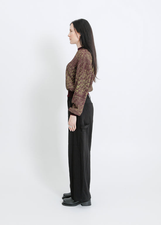 MONIQUE PLEAT SWEAT / CHARTREUSE-MAHOGANY