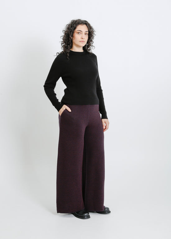 SERENA KNIT PANT / MAHOGANY-INK RIB