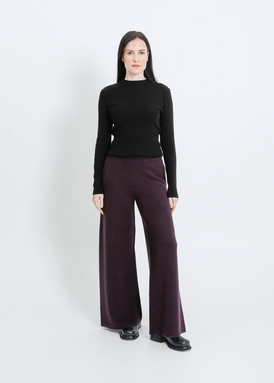 SERENA KNIT PANT / MAHOGANY-INK RIB