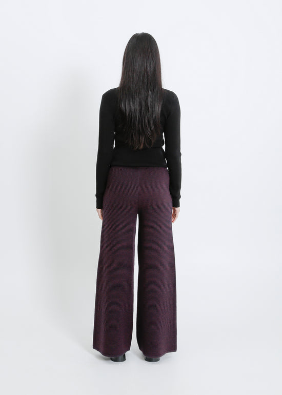 SERENA KNIT PANT / MAHOGANY-INK RIB