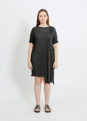 CHARLOTTE PLEAT DRESS / BLACK