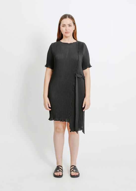 CHARLOTTE PLEAT DRESS / BLACK