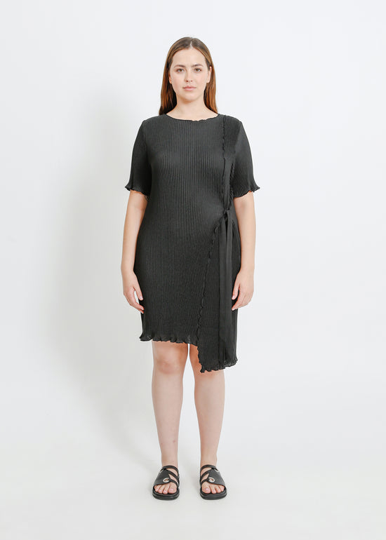CHARLOTTE PLEAT DRESS / BLACK