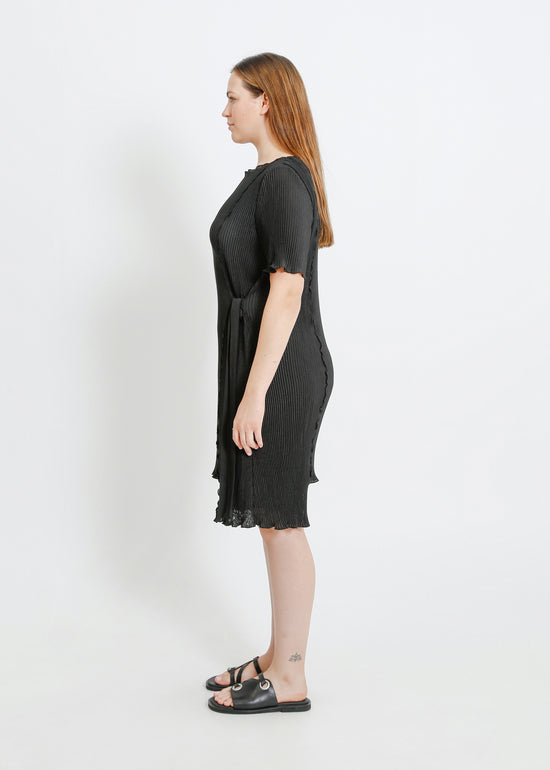 CHARLOTTE PLEAT DRESS / BLACK
