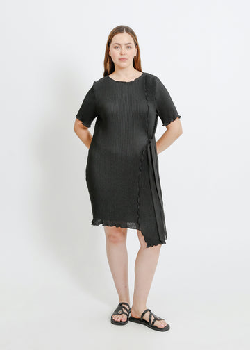 CHARLOTTE PLEAT DRESS / BLACK