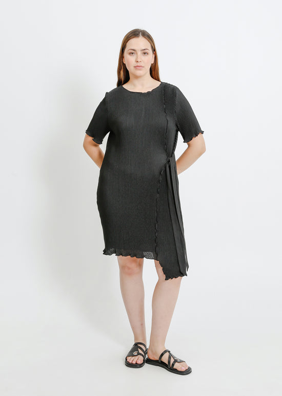 CHARLOTTE PLEAT DRESS / BLACK