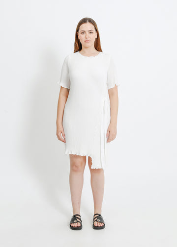 CHARLOTTE PLEAT DRESS / WHITE
