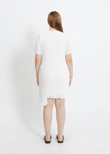 CHARLOTTE PLEAT DRESS / WHITE