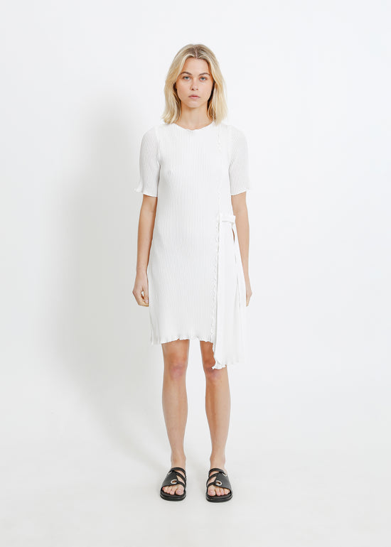 CHARLOTTE PLEAT DRESS / WHITE