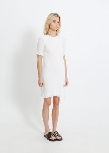 CHARLOTTE PLEAT DRESS / WHITE