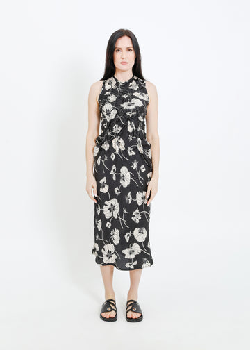 CAVALLI DRESS / FRAGILE BLOOMS - BLACK-CREAM