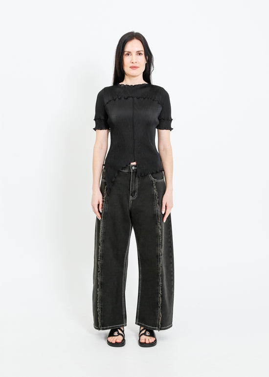 WALKER PLEAT TOP / BLACK