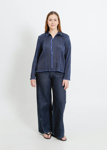 ORLANDO PLEAT SHIRT / NAVY