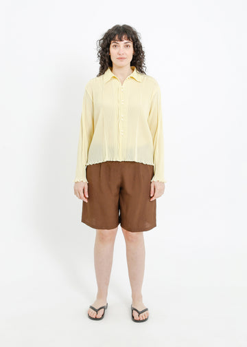 ORLANDO PLEAT SHIRT / PALE YELLOW
