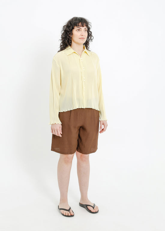 ORLANDO PLEAT SHIRT / PALE YELLOW