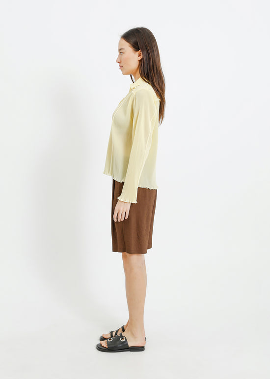 ORLANDO PLEAT SHIRT / PALE YELLOW