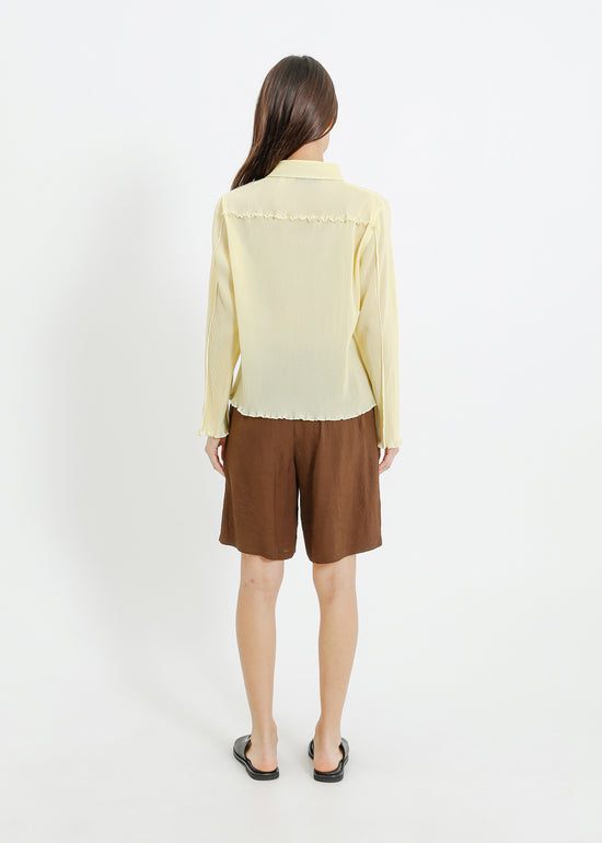 ORLANDO PLEAT SHIRT / PALE YELLOW