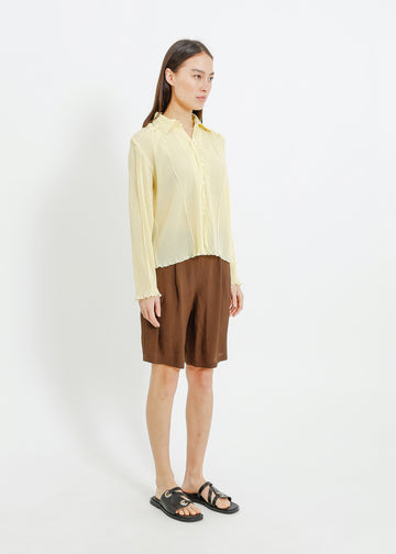 ORLANDO PLEAT SHIRT / PALE YELLOW