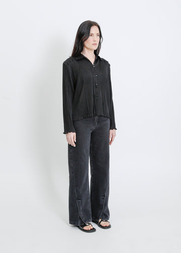 ORLANDO PLEAT SHIRT / BLACK