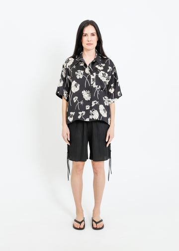 LOVE SHIRT / FRAGILE BLOOMS - BLACK-CREAM